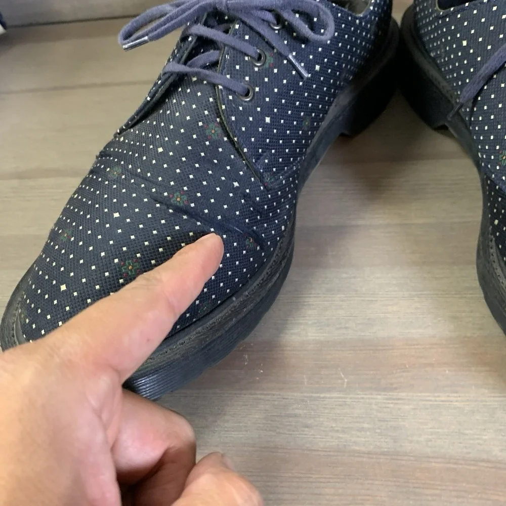 Dr. Martens 1461 Shoes Adult 9‎ US Navy Blue Polka Dot Made In England 14973410